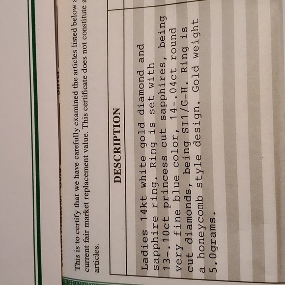 14kt white gold diamond and sapphire ring sz 7.25 - Picture 16 of 16